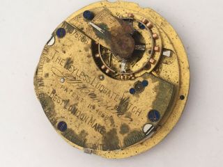 Antique J.  W.  Benson London Pocket Watch Movement For Spares 6
