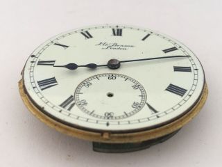 Antique J.  W.  Benson London Pocket Watch Movement For Spares 7