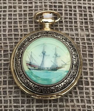 Mayflower Maritime Gold Chrome Quartz Pocket Watch - Fresh Battery