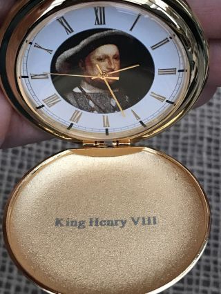 King Henry VIII Gold Chrome Quartz Pocket Watch - Fresh Battery 2