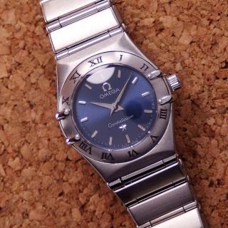 Authentic Omega Constellation Blue Dial Stainless Steel Quartz Ladies Watch