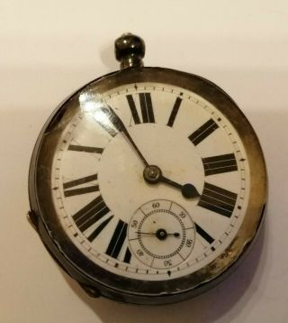 Antique 935 Silver Cased Pocket Watch - For Spares/repair Af Gross Wgt 107.  3 Gms