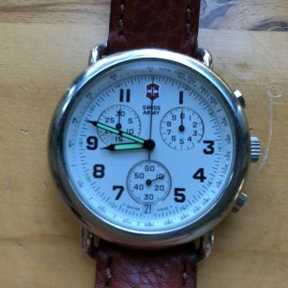 Victorinox Swiss Army Cavalry Chronograph,  White Dial & Leather Strap