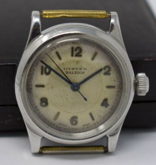 Vintage 1940s WWII Rolex Oyster Raleigh Stainless Steel Wristwatch 7