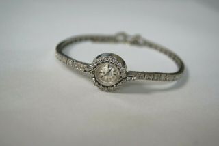 Vintage Omega 18k White Gold Diamond Ladies Watch Mechanical In