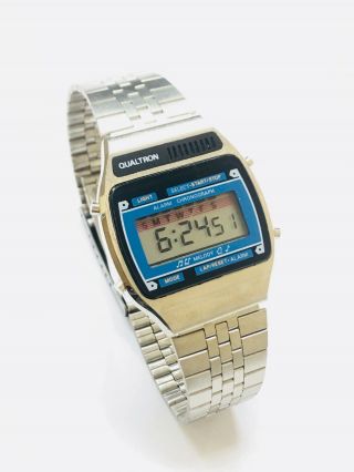 Vintage Qualtron Melody Lcd Alarm Chronograph Digital Wrist Watch Nos (19040m)