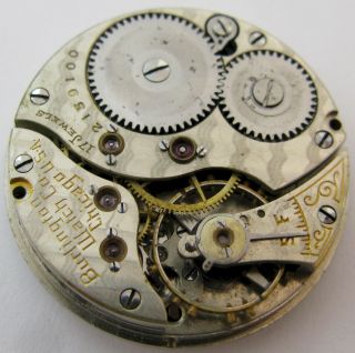 Small Burlington 29.  6 Mm Pocket Watch Movement 17 Jewels.  Of
