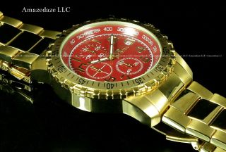 Invicta Mens 18k Gold Plated Stainless St.  Red Dial Chronograph Tachy Watch