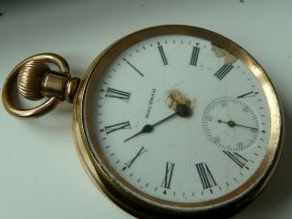 Vintage Waltham Traveler Pocket Watch.  Gold Plated Star Case