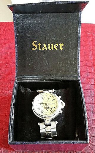Stauer Men ' s Watch Automatic Moon Phase Tachymeter w/ metal band 2