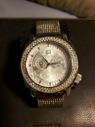 Marc Ecko Mens Bling Stainless Steel Mesh Band Watch Big Face