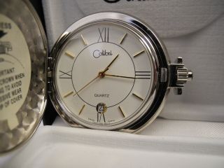 Colibri Swiss Parts Silvertone Pocket Watch W/date