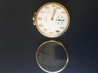 1928 Elgin 12s,  17j,  Open Face 10k Gold Roll Antique Pocket Watch Runs
