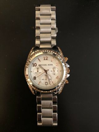 Michael Kors Silver And Rose Gold Wrist Watch For Women