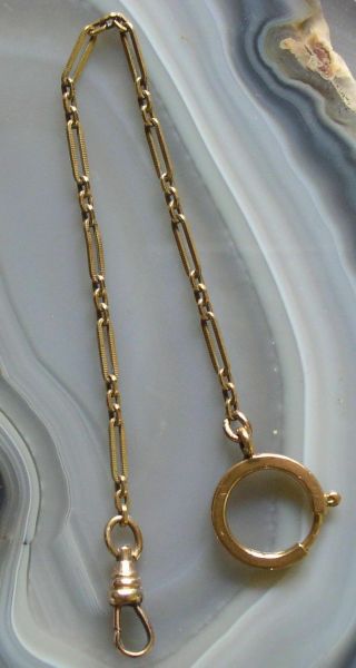 Vintage Gold Filled 7.  5″ Pocket Watch Chain Fob,  Large Spring Ring W&sb☆