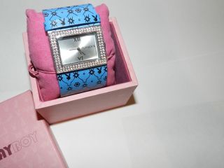 Playboy Watch Blue Strap Web Design All Over Bunny - 100 Authentic