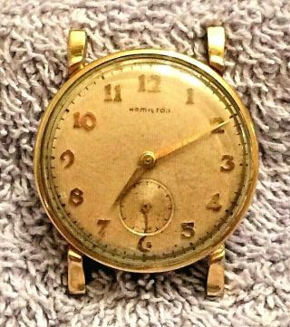 Vintage Hamilton Mens 14k Gold Filled 17 Jewel Wrist Watch For Repair