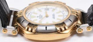 1980s NOS Croton Aquamatic Quartz Stainless Steel Gold Watch White Dial 4