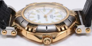 1980s NOS Croton Aquamatic Quartz Stainless Steel Gold Watch White Dial 5