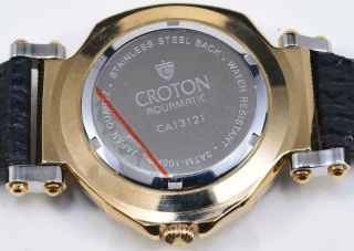 1980s NOS Croton Aquamatic Quartz Stainless Steel Gold Watch White Dial 8