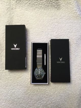 Authentic Vincero Mens Watch Black/silver The Kairos Mesh Stainless Steel