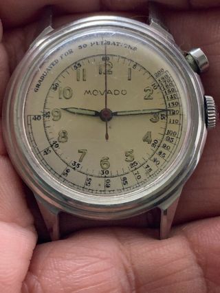 Vintage Movado Pulsation One Button Doctors Chronograph Watch Extra 1950