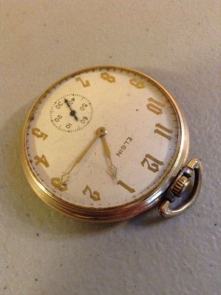 Vintage 1928 Elgin 12s 17 Jewel 479 10k Rolled Gold Plate Pocket Watch 2