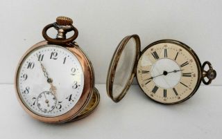 2 Antique Swiss Open Face Pocket Watches For Parts/repair/restoration