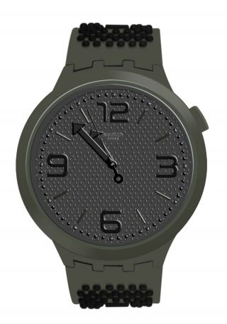 Swatch So27m100 Big Bold Bbbubbles Grey Black Dial Green Silicone Band Watch