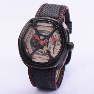 46mm Corgeut Black Pvd Case Gray Dial Red Hands Miyota Automatic Watch Ca2009pr