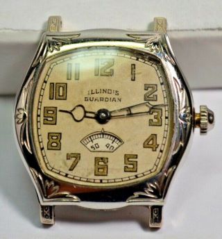 Vintage Art Deco Men ' s Illinois Guardian Wristwatch Rotary Seconds Dial Ca 1931 2