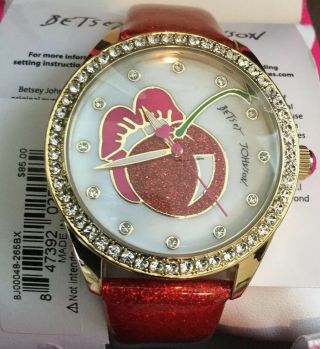 Nwb Betsey Johnson Red Cherry Lips Cherrylious Watch W/red Band - Bj00048 - 265 - $85