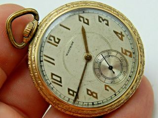 Vintage Antique Pocket Watch Waltham Grade 210 7 Jewel 10k Rolled Gold Plate