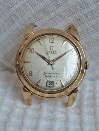 Vintage Omega Seamaster automatic ' bumper ' watch,  18k solid gold,  353,  patina,  runs 2