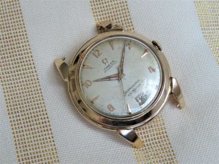 Vintage Omega Seamaster automatic ' bumper ' watch,  18k solid gold,  353,  patina,  runs 5