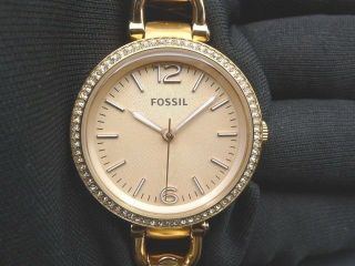 Old Stock - Fossil Georgia Es3226 - Rose Gold Tone Stainless Steel Lady Watch