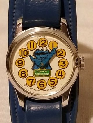 Vintage 70 ' s Cookie Monster from Sesame Street Character Watch by Bradley Runs 8