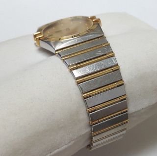 Vintage Omega Ω Men ' s Constellation Stainless Steel 18k Gold Quartz Watch w/Box 5