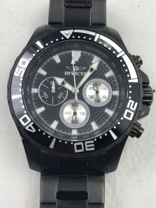 Invicta Mens Pro Diver Chronograph Black Dial Black Stainless Steel Watch 12919