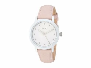 Nib Fossil White Stainless Steel Dial Neely Nude Leather Watch Es4399 34mm