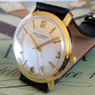Mens 1970s Girard Perregaux 14k Solid Gold Gyromatic Automatic Watch