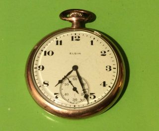 Vintage Elgin 10k Gold Filled Pocket Watch Not No Jewel