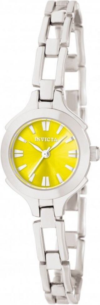 Womens Invicta 0048 Wildflower Yellow Dial Steel Bracelet Watch
