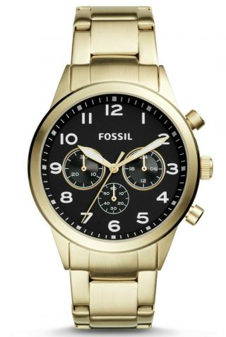 Fossil Bq2121 Flynn Pilot Chronograph Gold - Tone Stainless Mens Watch