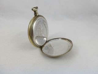Antique Niello Silver Open Face Pocket Watch Case Horse & Jockey - Spares/Repair 5
