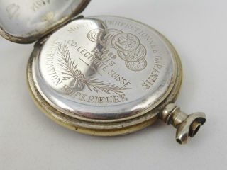 Antique Niello Silver Open Face Pocket Watch Case Horse & Jockey - Spares/Repair 7