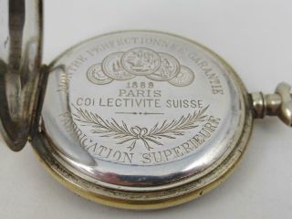 Antique Niello Silver Open Face Pocket Watch Case Horse & Jockey - Spares/Repair 8