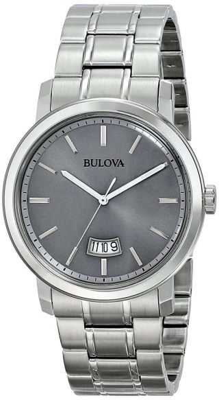 Bulova Quartz Gray Dial Stainless Steel Bracelet Men 