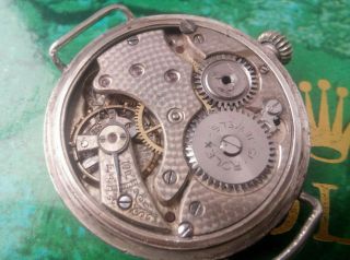 RARE GENTS 1914 LARGE WW1 SOLID SILVER ROLEX OFFICERS TRENCH WATCH 9