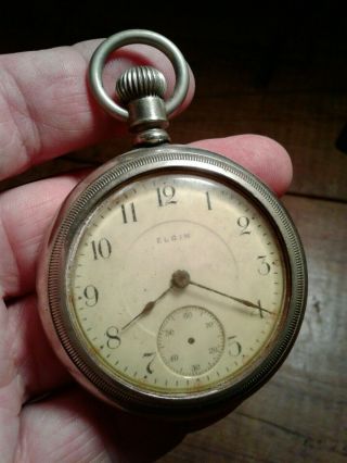 Antique Elgin Pocket Watch 17 Jewels Parts Or To Repair Missing Second Hand